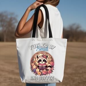 Cute Raccoon Tote for Readers Smut and Coffee Bibliophile Book Bag